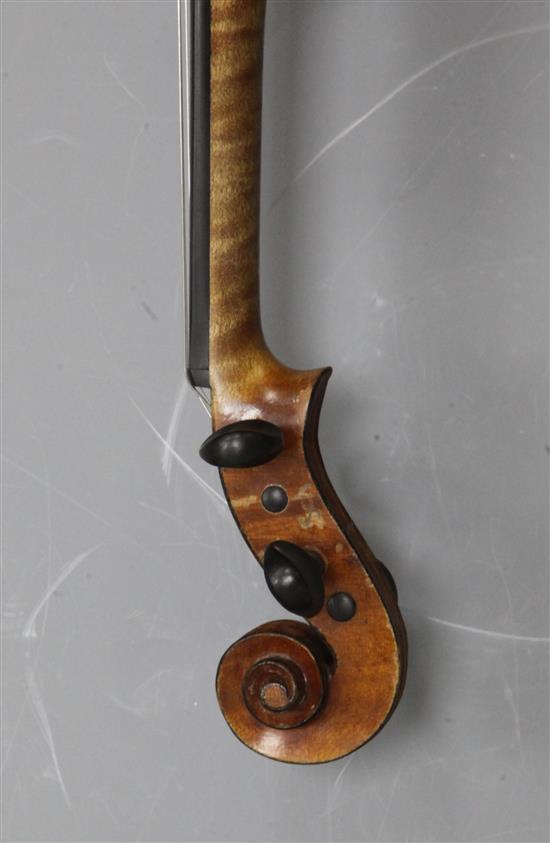 A French violin by Nicolas March with a bow stamped N. Lambert, cased